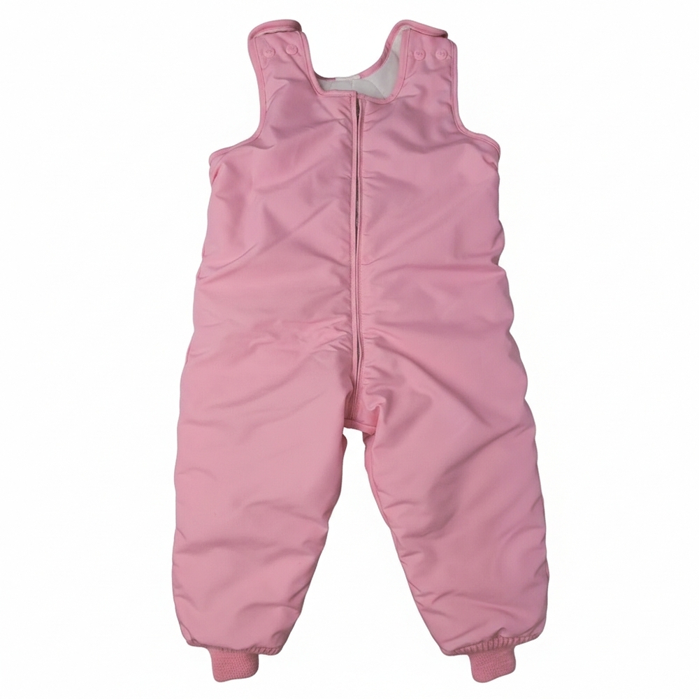 Vtg 70s Weather Tamer Pink Snow Bibs Overalls 24M Made in USA